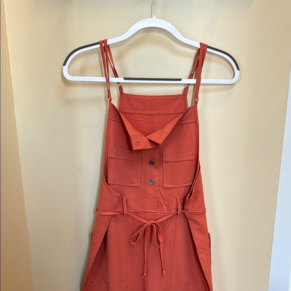 Orange Button-Front Jumpsuit